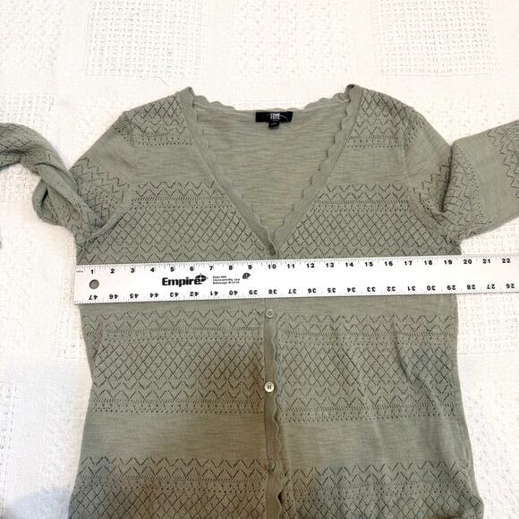 FRYE large button front cardigan sweater pointelle SP 3015 - Picture 3 of 9